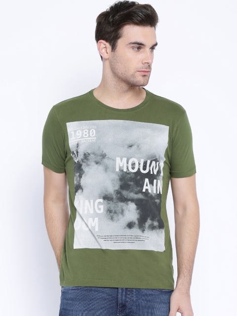 

Flying Machine Green Printed Pure Cotton T-shirt
