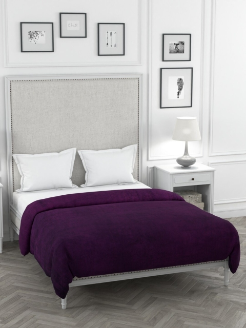 

A Homes Grace Purple Solid AC Room 300 GSM Double Bed Blanket