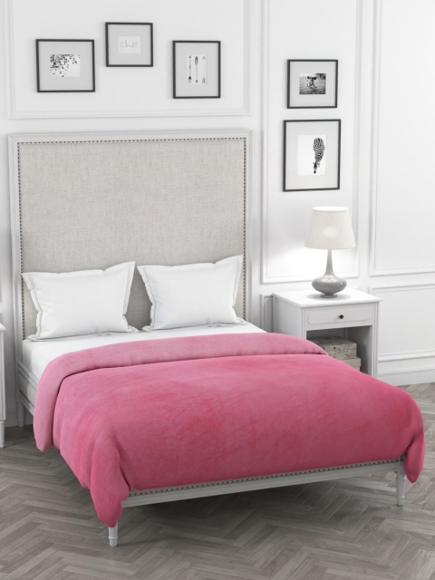 

A Homes Grace Pink Solid AC Room 300 GSM Double Bed Blanket