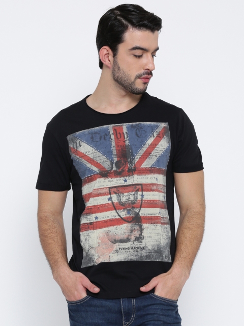 

Flying Machine Black Printed T-shirt