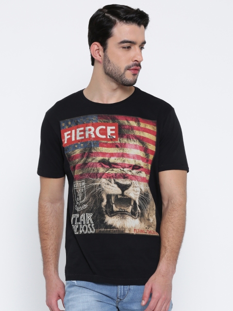 

Flying Machine Black Printed T-shirt