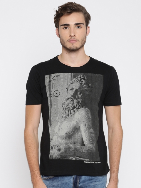 

Flying Machine Black Printed T-shirt