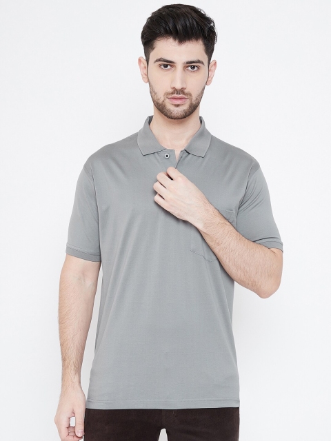 

Duke Men Grey Solid Polo Collar T-shirt