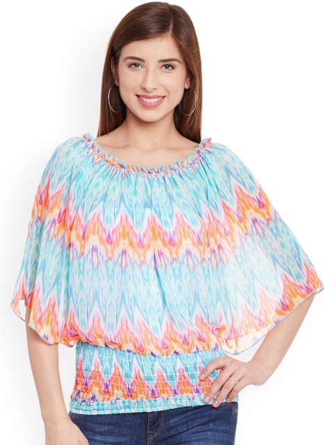 

PURYS Multicoloured Printed Georgette Blouson Top, Multi