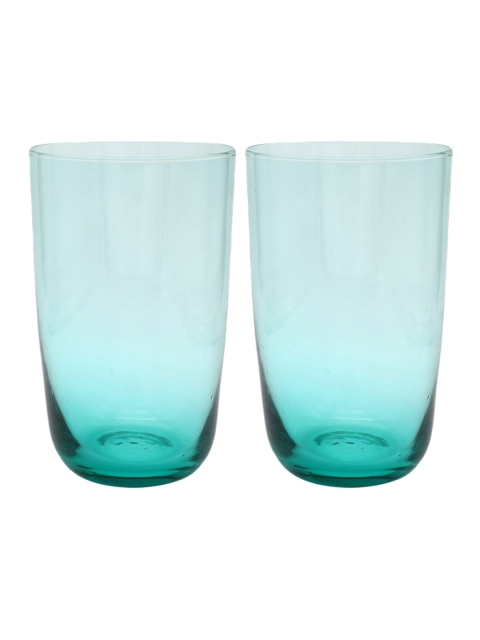 

YOYOSO Pack Of 2 Green & Transparent Solid Glass Cup, Sea green