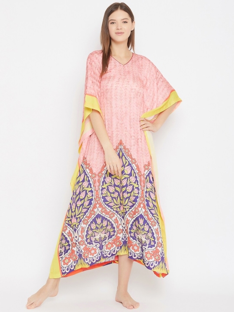 

The Kaftan Company Pink & Blue Printed Nightdress