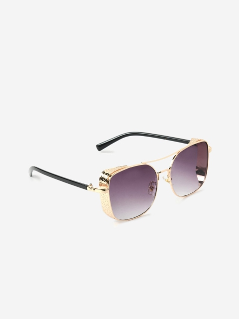 

FUZOKU Men Purple Lens & Gold-Toned Square Sunglasses with Polarised Lens FZKSS2020SG0172