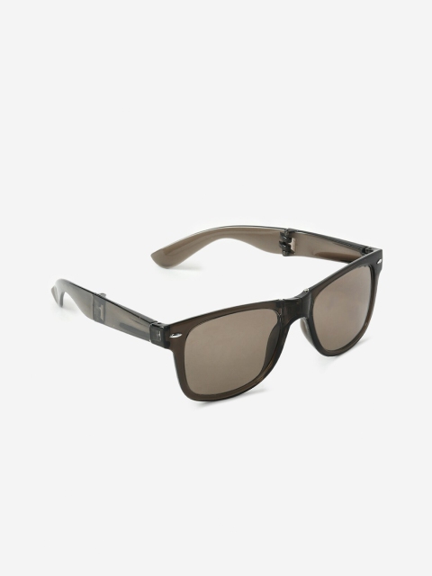 

FUZOKU Men Grey Lens & Black Square Sunglasses with Polarised Lens FZKSS2020SG0170