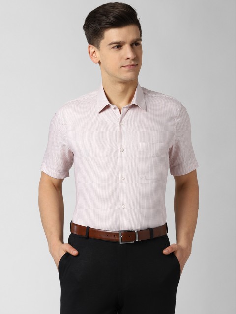 

Peter England Men Orange Checked Formal Shirt