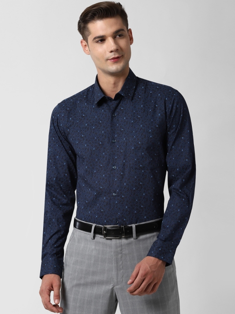 

Peter England Men Navy Blue Printed Formal Shirt