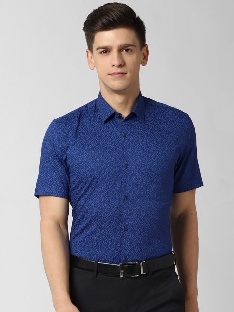 

Peter England Men Blue Slim Fit Floral Printed Formal Shirt