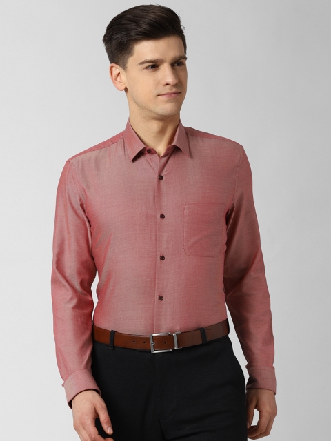

Peter England Men Red Self Design Formal Shirt