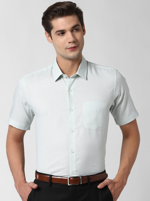 

Peter England Men Green Checked Formal Shirt