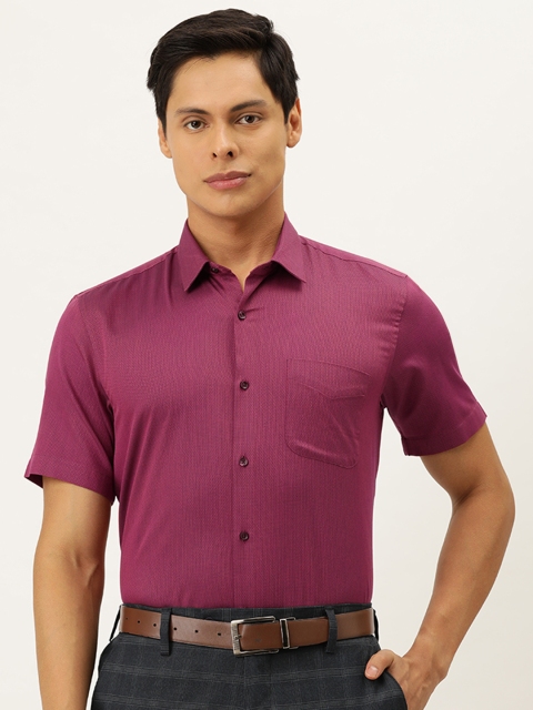 

Peter England Men Pink Self Design Formal Shirt
