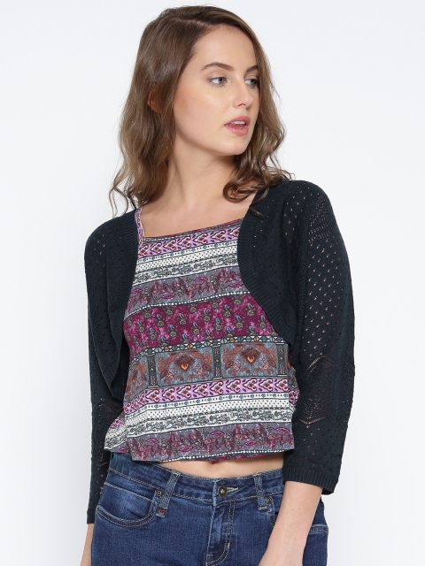 

ONLY Navy Crochet Shrug, Navy blue