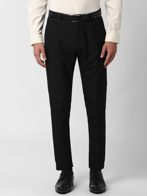 

Peter England Men Black Checked Skinny Fit Formal Trousers