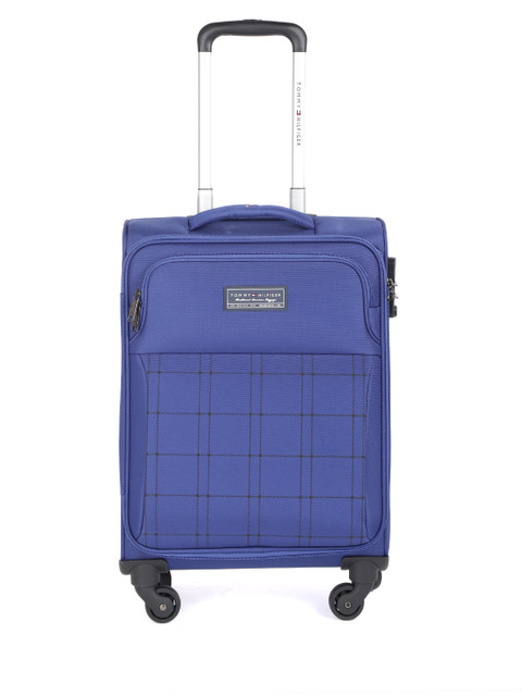 

Tommy Hilfiger Unisex Blue Soft Luggage 4-Wheel 360-Degree Rotation Cabin Trolley Suitcase