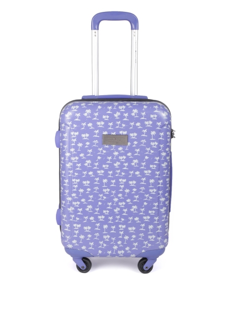 

Tommy Hilfiger Unisex Lavender & White Printed Hard Luggage 4-Wheel Cabin Trolley Suitcase