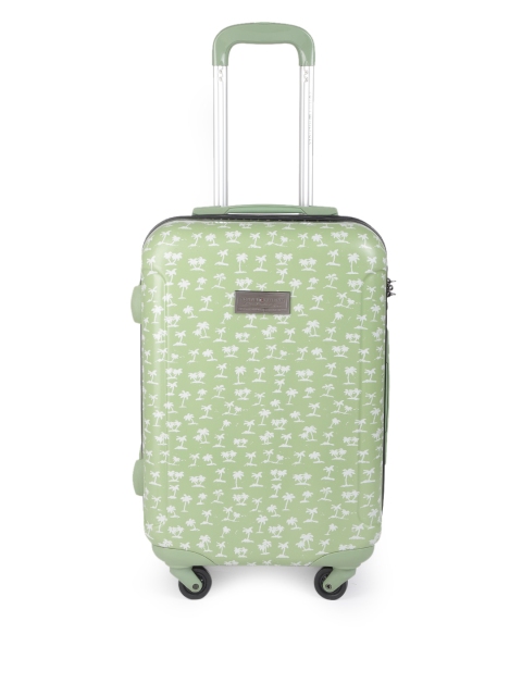 

Tommy Hilfiger Unisex Green & White Printed Hard Luggage 4-Wheel Cabin Trolley Suitcase