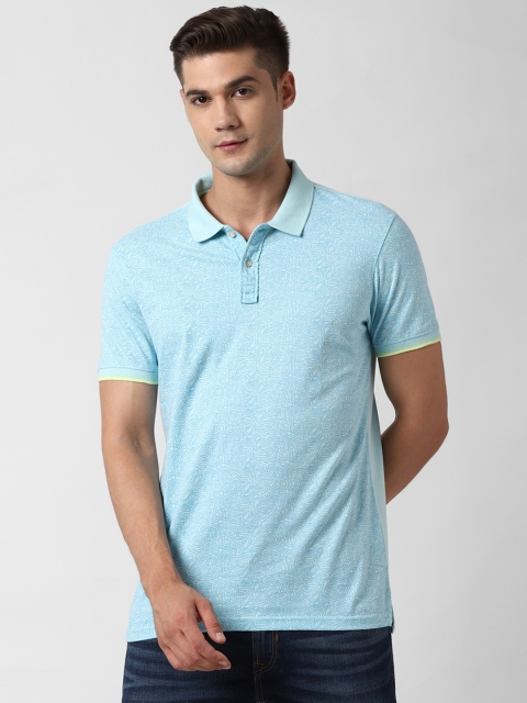 

Peter England Casuals Men Blue Printed Polo Collar T-shirt