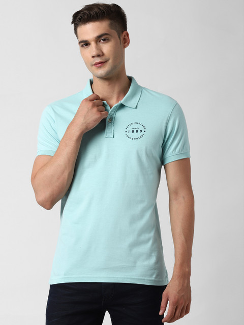 

Peter England Casuals Men Blue Polo Collar T-shirt