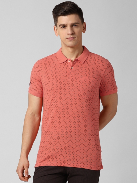 

Peter England Casuals Men Navy Blue Floral Printed Polo Collar T-shirt