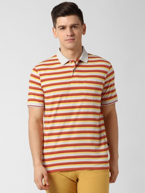 

Peter England Casuals Men White & Red Striped Polo Collar T-shirt