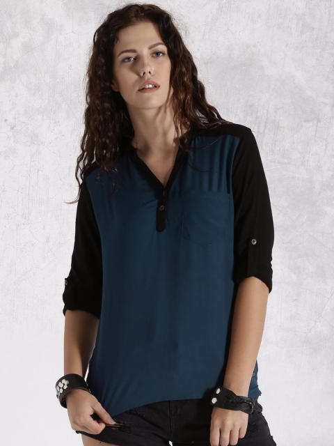 

Roadster Navy & Black Colourblock Top, Navy blue