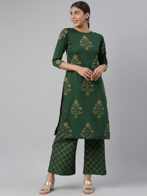 

AHIKA Women Green Printed Kurta with Palazzos