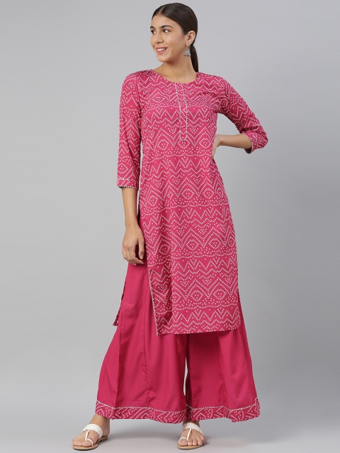 

AHIKA Women Magenta Printed Kurta with Palazzos