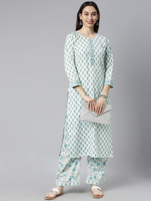 

AHIKA Women White Ethnic Motifs Printed Kurta with Palazzos