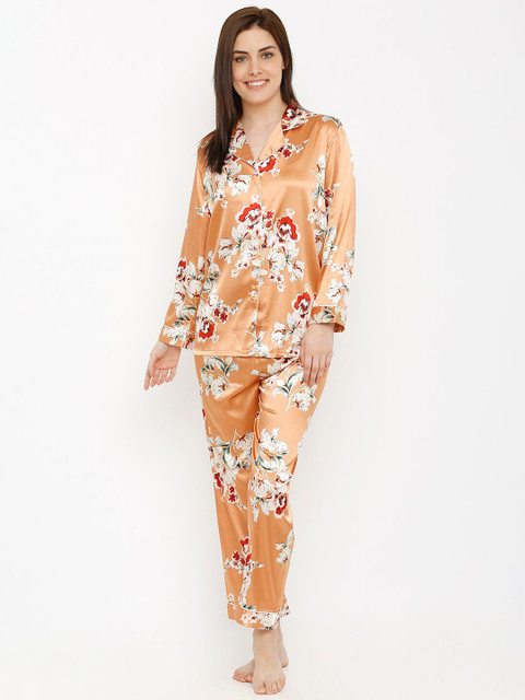 

Heart 2 Heart Women Orange Printed Night suit
