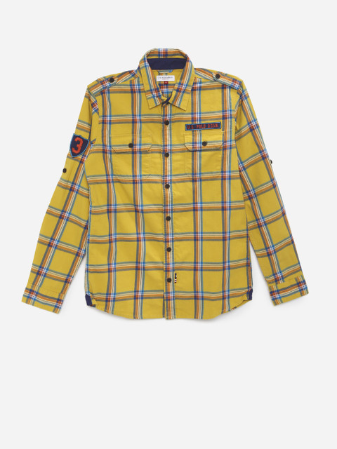

U.S. Polo Assn. Kids Boys Mustard Regular Fit Checked Casual Shirt