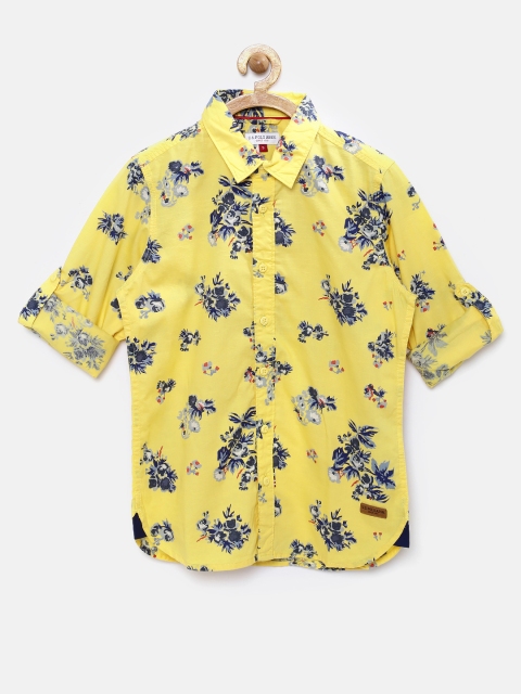 

U.S. Polo Assn. Kids Boys Yellow Printed Casual Shirt