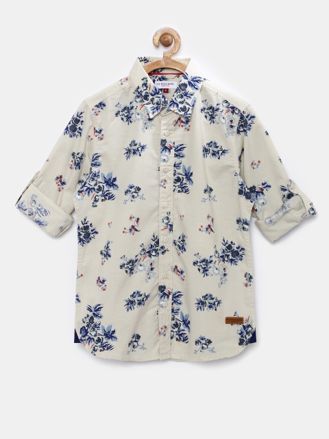 

U.S. Polo Assn. Kids Boys Beige Printed Casual Shirt