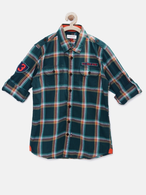 

U.S. Polo Assn. Kids Boys Teal Green Checked Casual Shirt