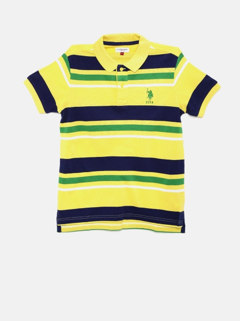 

U.S. Polo Assn. Kids Boys Yellow Striped Polo Pure Cotton T-shirt