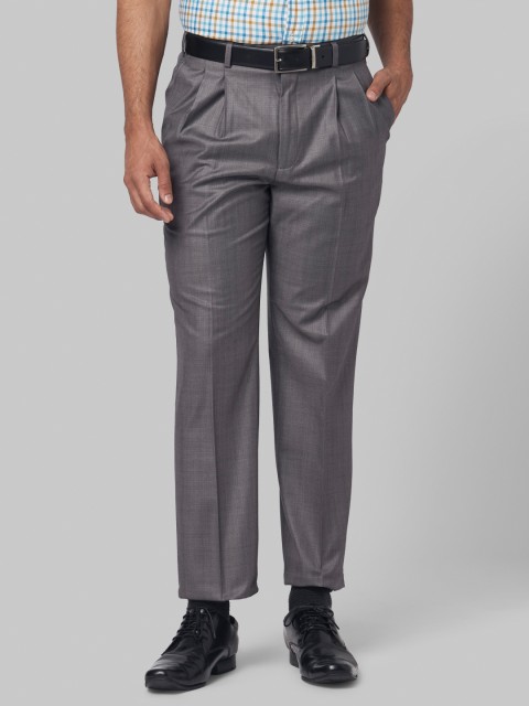 

Park Avenue Men Taupe Pleated Formal Trousers