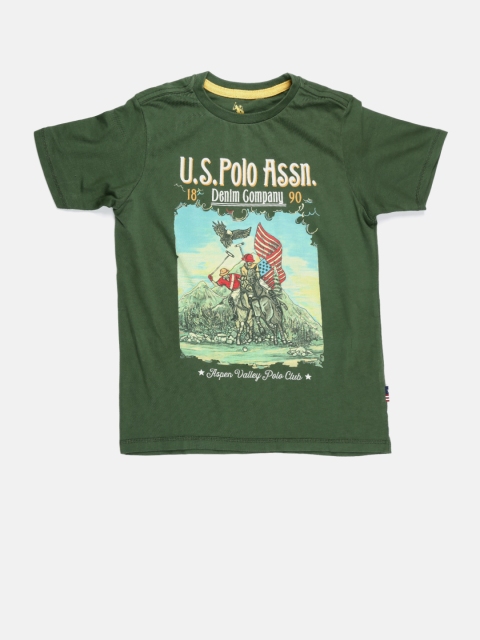 

U.S. Polo Assn. Kids Boys Olive Printed T-Shirt