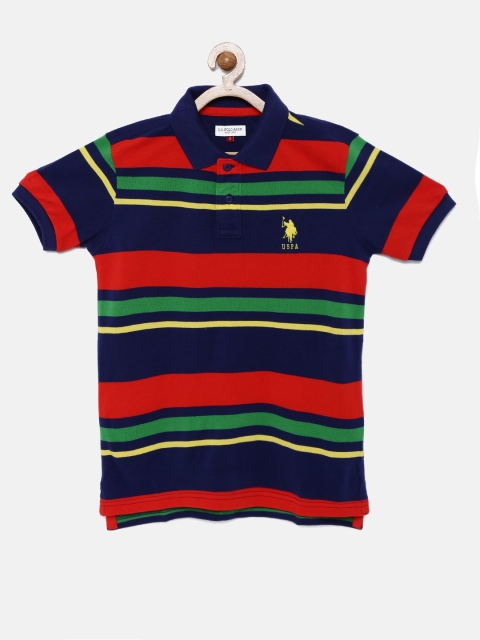 

U.S. Polo Assn. Kids Boys Red & Navy Striped Polo T-shirt