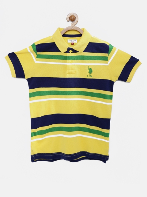 

U.S. Polo Assn. Kids Boys Yellow & Navy Striped Polo T-shirt