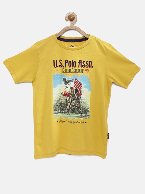 

U.S. Polo Assn. Kids Boys Mustard Yellow Printed T-shirt