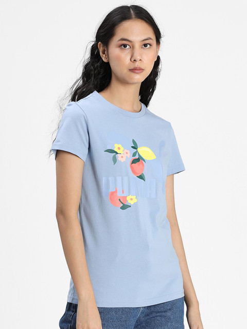 

Puma Women Blue & Yellow CG Reg Fit Graphic Tee