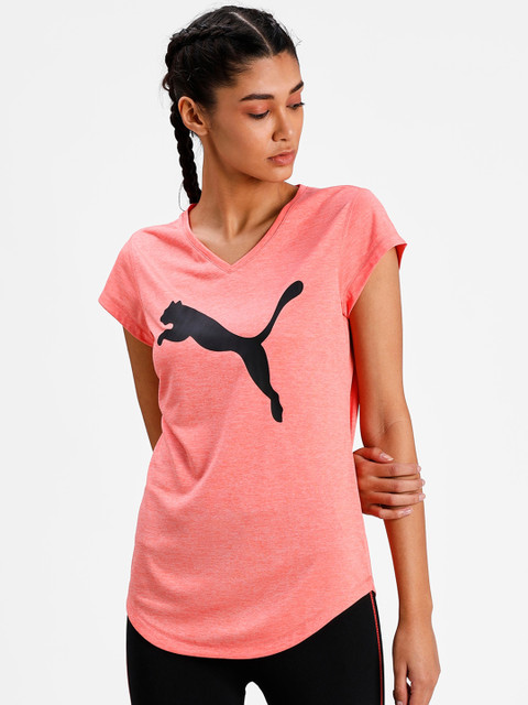 

Puma Women Peach-Coloured Train Favorite Heather Cat Tee