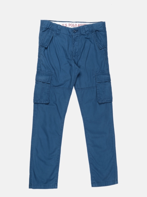 

U.S. Polo Assn. Kids Boys Blue Solid Cargos Trousers