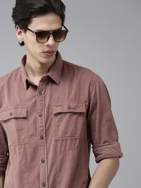 

Park Avenue Men Brown Solid Relaxed Fit Pure Cotton Casual Shirt