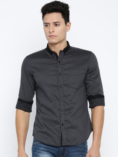 

Harvard Men Charcoal Grey Regular Fit Self-Design Casual Shirt