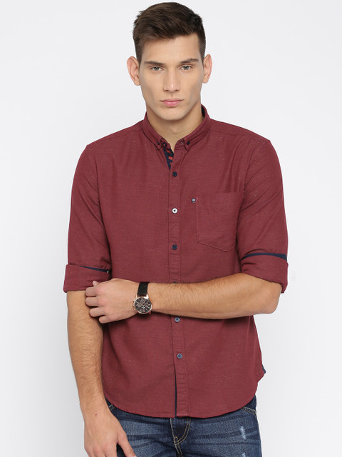 

Harvard Men Maroon Spceckled Casual Shirt