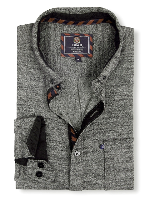 

Harvard Men Charcoal Grey Self-Design Casual Shirt