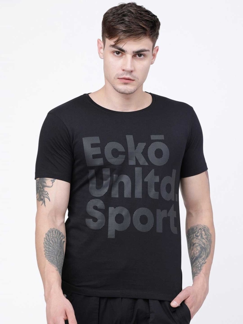 

Ecko Unltd Men Black Pure Cotton Printed Round Neck T-shirt